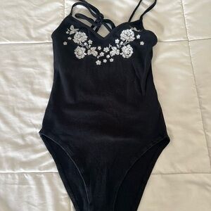 Topshop Black Floral Bodysuit